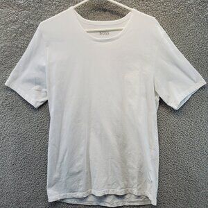Boss Mens T-Shirt Embroidered Crew Neck Cotton Logo White Tee